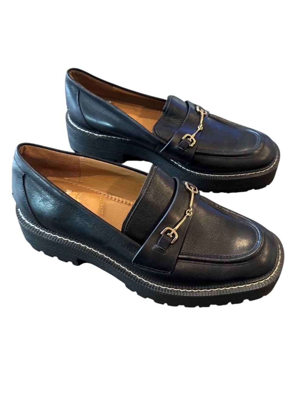 Sam Edelman Black Leather Platform Loafers